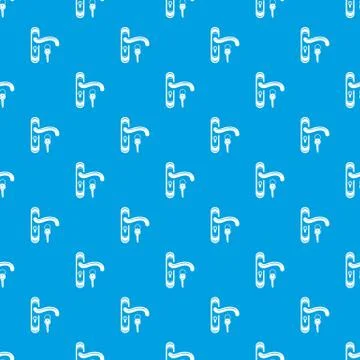 Door handle and key pattern vector seamless blue Illustration