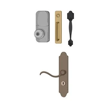 Door handle and lock hardware collection illustrating security Illustration