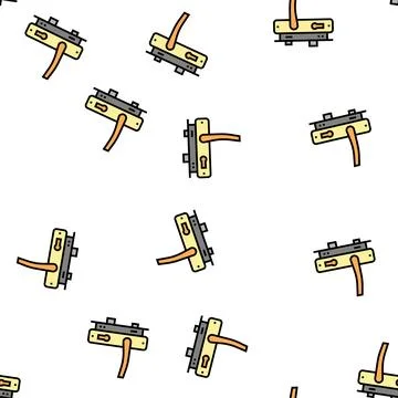 Door handle and lock vector seamless pattern Illustration
