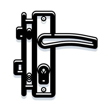 Door handle and security lock mechanism illustration Illustration
