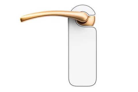 Door handle with blank sign, 3D rendering Illustration