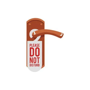 Door handle with Do Not Disturb hanging sign flat vector illustration isolate Illustration