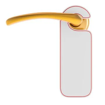 Door Handle with empty hanging sign, label. 3D rendering Ilustración de archivo
