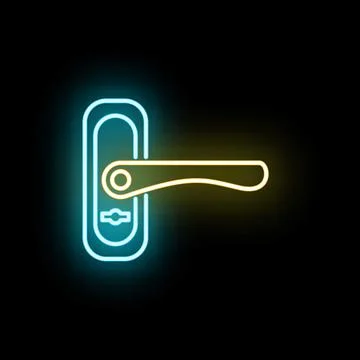 Door handle glowing neon line icon illustrating security イラスト素材