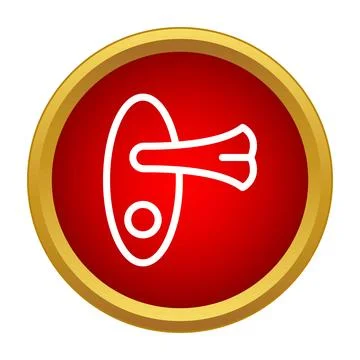 Door handle icon on red button with gold frame Illustration