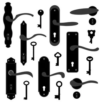 Door Handle Knob Latch Key Keyhole Illustrazione stock