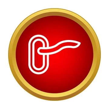 Door handle lever icon in red circle Illustration