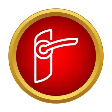 Door handle lever icon on a red button Stock Illustration