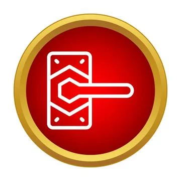 Door handle lever icon on red circle background Illustration