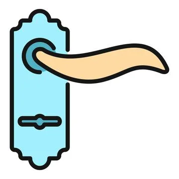Door handle lever with lock line icon Stock Illustration