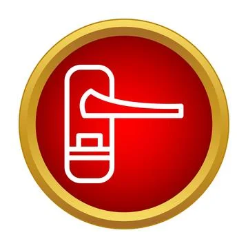 Door handle line icon on red circle Illustration