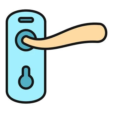 Door handle with lock and keyhole outline Illustration