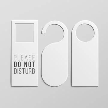 Door Handle Lock Hangers Set. Realistic Mock Up. Do Not Disturb. Vector Stock Illustration