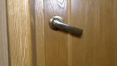 The door handle moves by itself Stock Footage 147941866