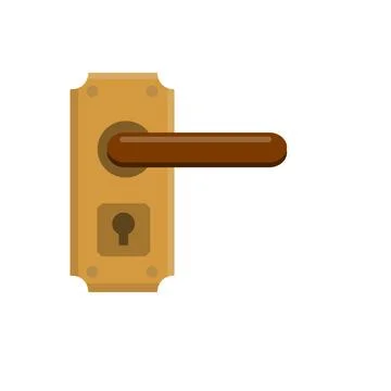 Door handle. Opening and closing. Cartoon flat icon isolated on white. Illustration