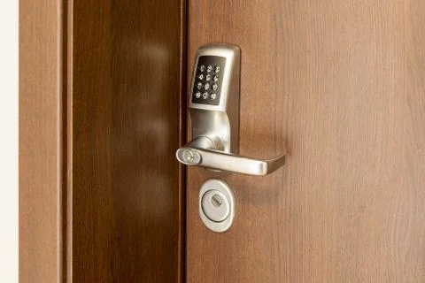 Door handle with pass code lock. Electronic door handle with key pads numbers Photos