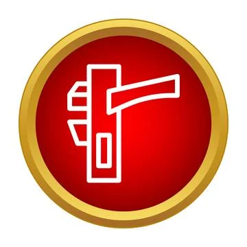 Door handle security mechanism icon in red circle Illustration