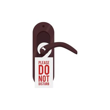 Door handle with tag - do not disturb, flat vector illustration isolated. Illustration