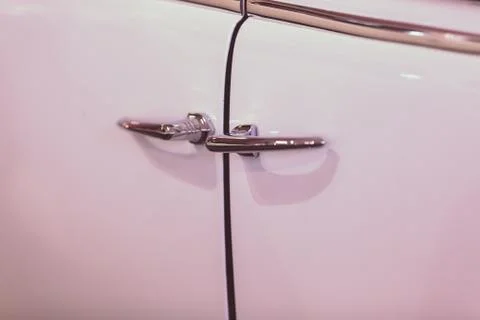 Door handles of old-timer 스톡 사진