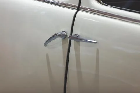 Door handles of old-timer 스톡 사진