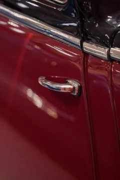 Door handles of old-timer 스톡 사진