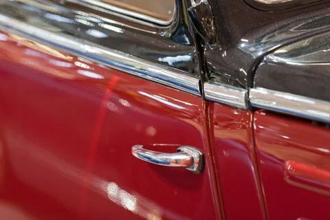 Door handles of old-timer 스톡 사진