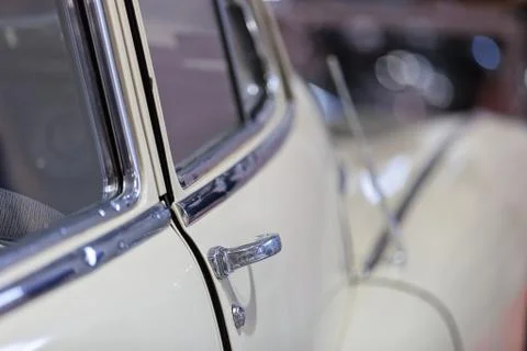 Door handles of old-timer 스톡 사진