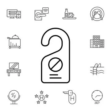 Door hanger flat vector icon in hotel service pack Illustrazione stock