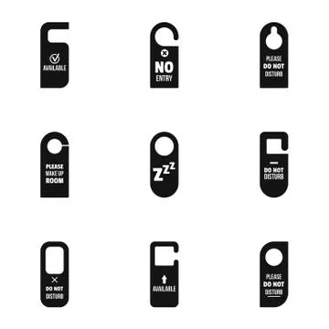 Door hanger icon set, simple style Stock Illustration