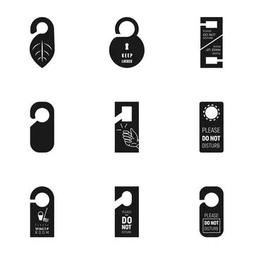 Door hanger icon set, simple style 스톡 일러스트