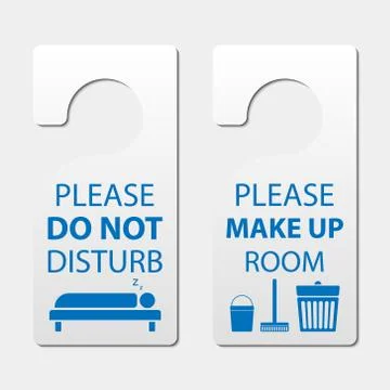 Door hanger tags, do not disturb and make up room sign, vector illustration Stock Illustration