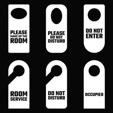 Door Hangers Set with Simple Text. Signs for hotel. Vector Illustration Stock Illustration