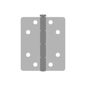 Door hinge design front wall interior isolated white installation. Vector dou Stock Illustration