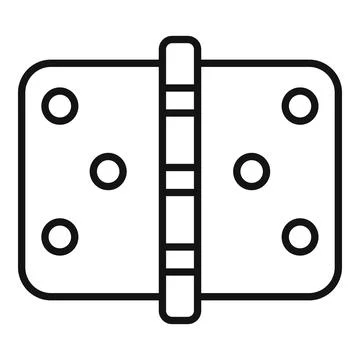 Door hinge with screws connecting two parts line icon Stock Illustration