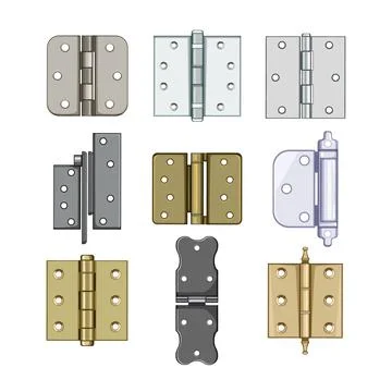 Door hinge set cartoon vector illustration Illustrazione stock
