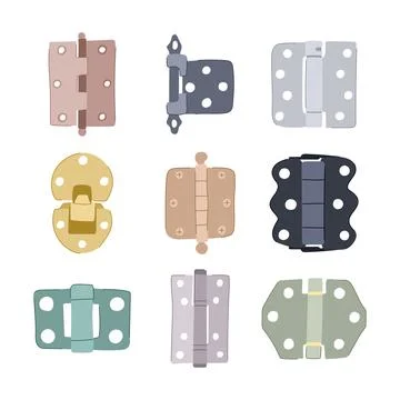 Door hinge set cartoon vector illustration Illustrazione stock