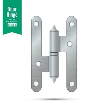 Door Hinge Vector. Classic And Industrial Ironmongery Isolated On White Illustrazione stock