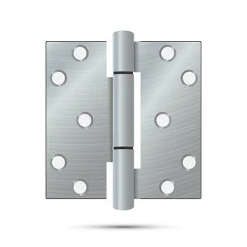 Door Hinge Vector. Classic And Industrial Ironmongery Isolated On White Illustrazione stock