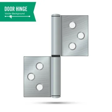 Door Hinge Vector. Classic And Industrial Ironmongery Isolated On White Stock Illustration