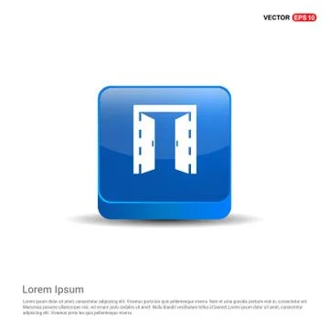 Door Icon - 3d Blue Button Stock Illustration