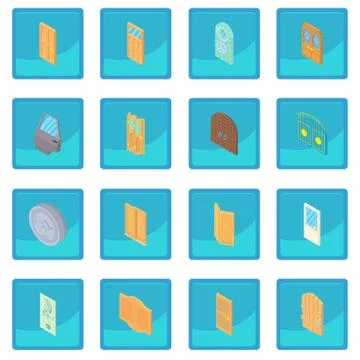 Door icon blue app Ilustración de archivo