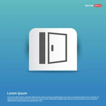 Door Icon - Blue Sticker button Stock Illustration