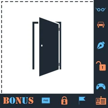 Door icon flat Stock Illustration