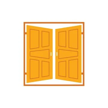 Door icon flat vector illustration. Stock Illustration