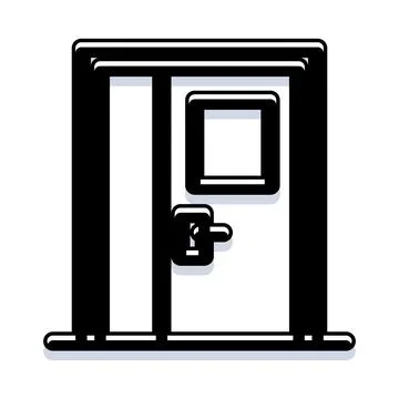 Door icon with handle and small window Illustration