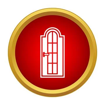 Door icon in red circle button design 库存插图
