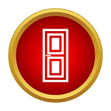 Door icon in red circle representing access and entry Stock Illustration