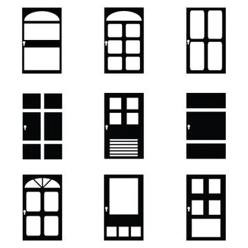 Door icon set Stock Illustration