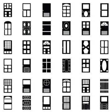 Door icon set Stock Illustration