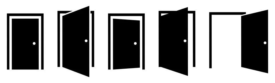 Door icon set Stock Illustration